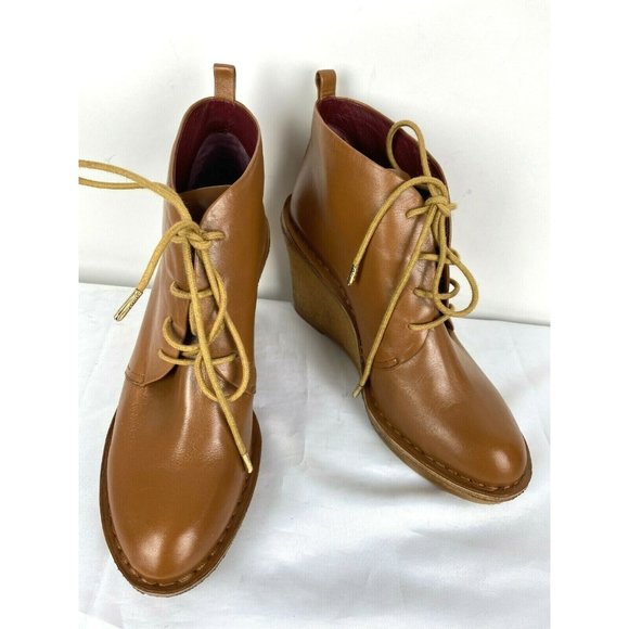 MARC BY MARC JACOBS Brown Tan Luxury Leather Wedge Women Boots Sz 40 (9.5 USA) - Picture 1 of 11